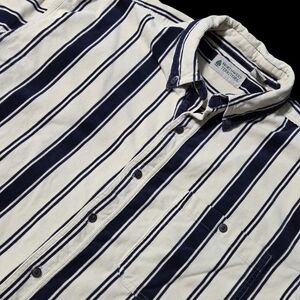 Northwest Territory Striped Corduroy Shirt Creme Blue Large Button-Down Casual
